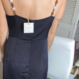 Rihoas black chiffon jewel strap maxi dress